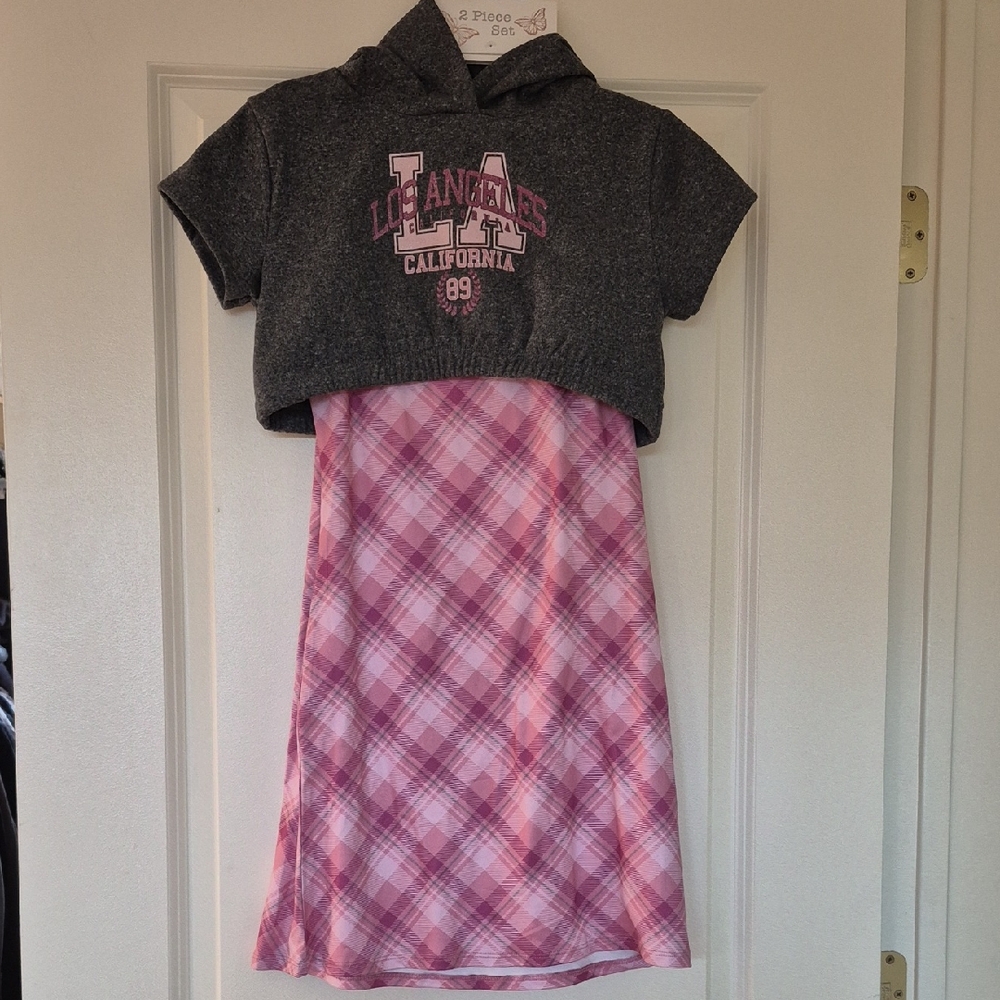 Heather Gray and Pink Kids Matching Set